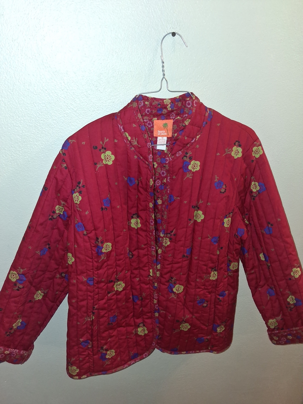hearts of palm Red Quilted Floral Jacket